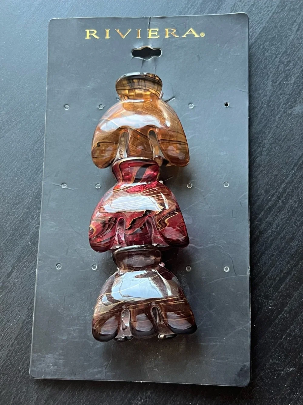 Riviera Marbled Brown and Red Hair Claw Clip Set